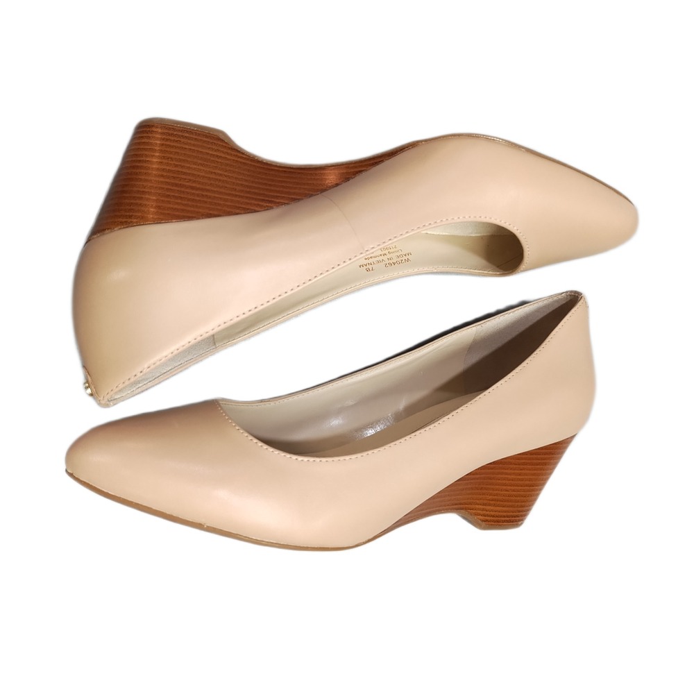 Cole Haan Go-To Wedge Pumps Womens US 7B Brown Pointed Toe Slip On W20462 EUC